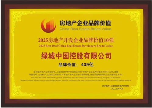 綠城中國榮膺2025房地產開發企業品牌價值10強 以卓越品質引領行業，文化旅游服務業投資再譜新篇